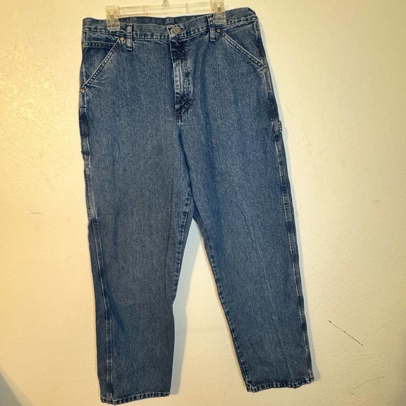 Wrangler Men's Carpenter Jeans Med. Wash Size 36W 32L - Picture 1 of 6